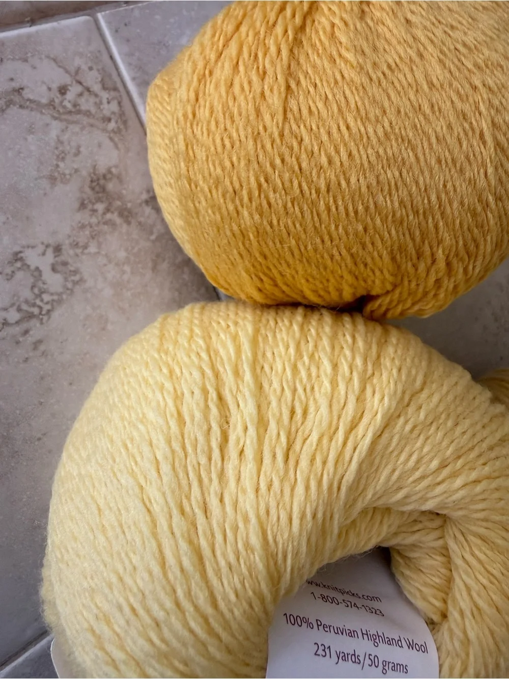 Knit Picks Palette Fingering Weight Yarn - Yellow - Semolina - 2 Balls